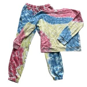 Treasure&Bond Colorful Tie-Dye Sweatshirt and Pants Set
